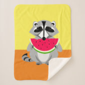 Cute Raccoon Cartoon Sherpa Deken (Voorkant)