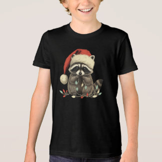 cute raccoon Chew Christmas Light Xmas Holiday Tri-Blend Shirt