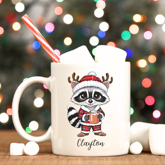 Cute Raccoon Christmas Holiday Mug
