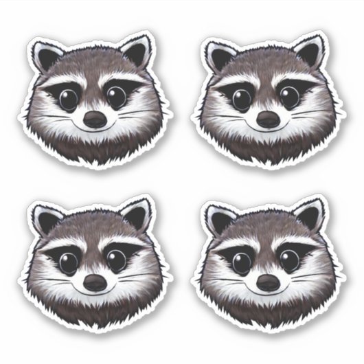 Cute Raccoon Classic Round Sticker (Voorkant)