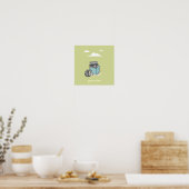 Cute raccoon die een boekkamer groen poster leest (Keuken)