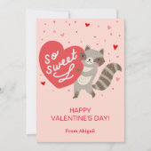 Cute Raccoon Enfants Classe Valentine Carte de not (Devant)