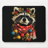 Cute Raccoon F Christmas Lights Festive Forest Ani Muismat (Voorkant)