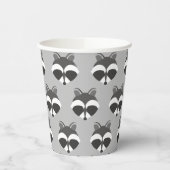 Cute Raccoon Face Pattern Papieren Bekers (Links)