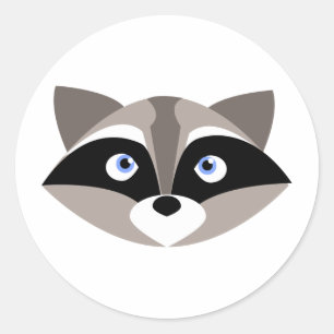 Cute Raccoon Face Ronde Sticker