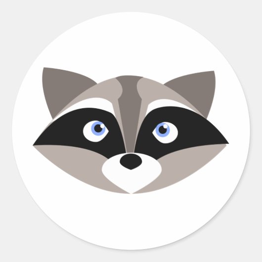 Cute Raccoon Face Ronde Sticker (Voorkant)