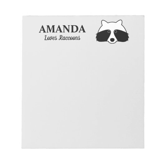 Cute raccoon forest animal custom write note notitieblok (Voorkant)