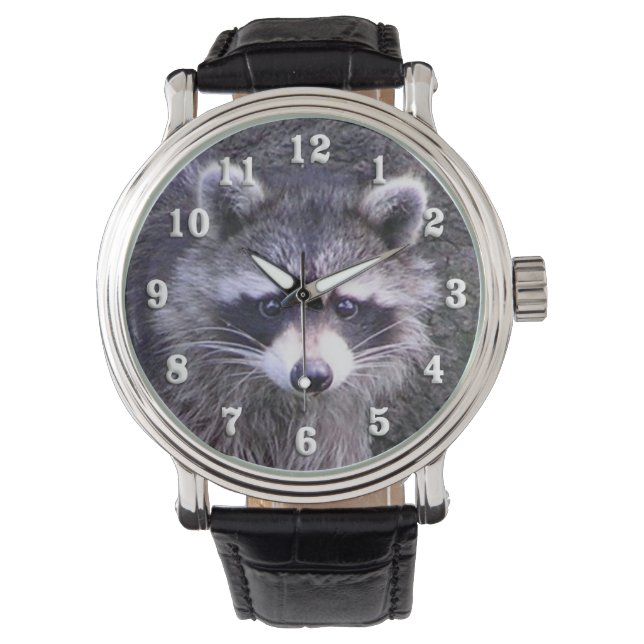 Cute Raccoon Horloge (Voorkant)