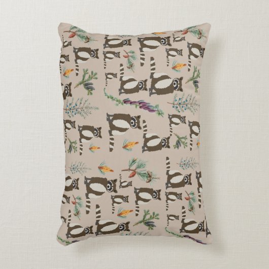 Cute Raccoon in Pine Forest Pattern Accent Kussen (Voorkant(Verticaal))