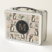 Cute Raccoon in Pine Forest Pattern Monogram (Achterkant)