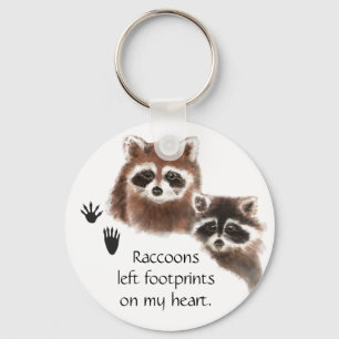 Cute Raccoon liet voetafdrukken achter op mijn har Sleutelhanger