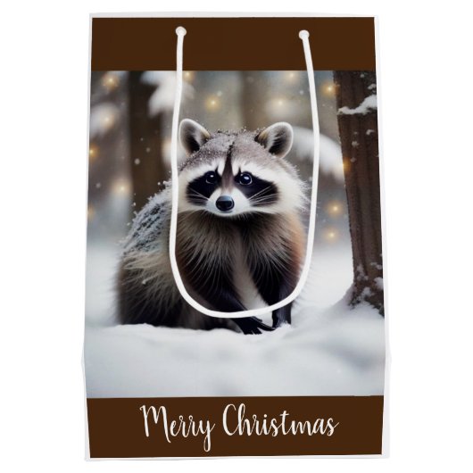 Cute Raccoon Medium Cadeauzakje (Achterkant)