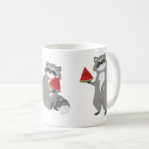Cute raccoon met watermeloen koffiemok