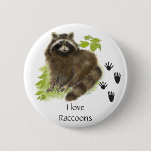 Cute Raccoon Natuur Ronde Button 5,7 Cm