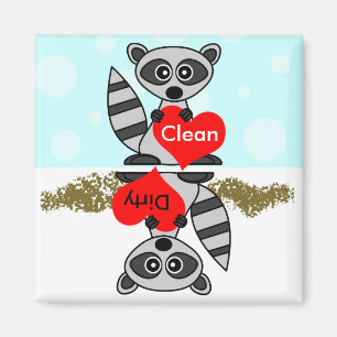 Cute Raccoon Nettoyer / Lave-vaisselle sale Magnet