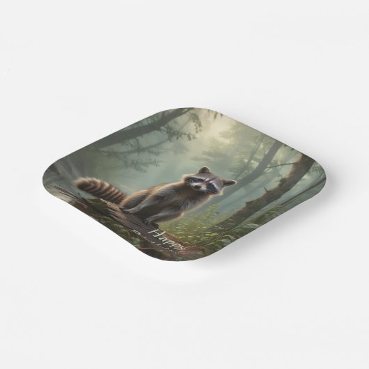 Cute Raccoon Papieren Bordje (Gebogen)