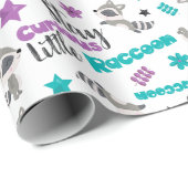 Cute Raccoon Pattern Cadeaupapier (Rol Hoek)