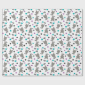 Cute Raccoon Pattern Cadeaupapier (Vlak)