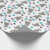 Cute Raccoon Pattern Cadeaupapier (Hoek)