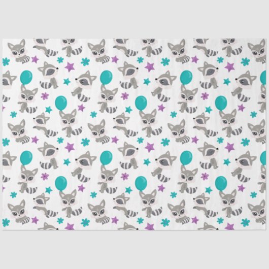 Cute Raccoon Pattern Tissuepapier (Voorkant)