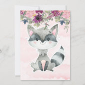 Cute Raccoon Peony Invitations de fête d'anniversa (Dos)