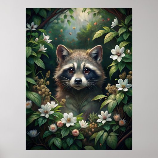 Cute Raccoon Poster (Voorkant)