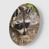 Cute Raccoon Resting on a Log Grote Klok (Hoek)