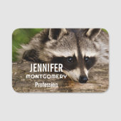 Cute Raccoon Resting on a Log Naamplaatje (Voorkant)