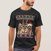 Cute Raccoon Santa Christmas Lights Ugly Xmas Swea T-shirt (Voorkant)