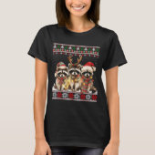 Cute Raccoon Santa Christmas Lights Ugly Xmas Swea T-shirt (Voorkant)