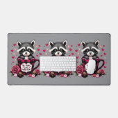 Cute Raccoon Valentine Buffalo Plaid (Clavier et souris)