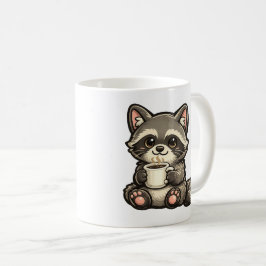 Cute Raccoon with Coffee – Cozy Kawaii Animal Koffiemok