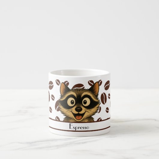 Cute Raccoon With Espresso Bean Background Kop (Voorkant)