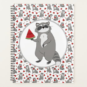 Cute raccoon with watermelon