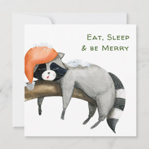 Cute Raccoons Joyeux Noël Carte de voeux