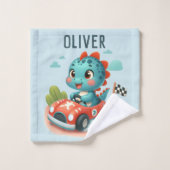 Cute Racer Dino conduire une voiture rapide (Gant de toilette)