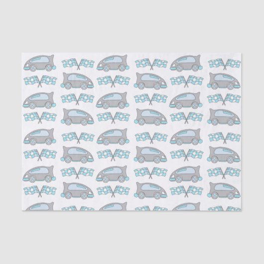 Cute Racing Cars and Flags Kinder Pattern Tissuepapier (Voorkant)