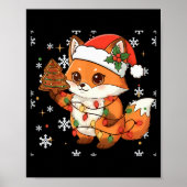 Cute Racoon Lights Tree Cake Funny Xmas Merry Chri Poster (Voorkant)
