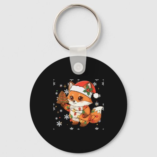 Cute Racoon Lights Tree Cake Funny Xmas Merry Chri Sleutelhanger (Voorkant)