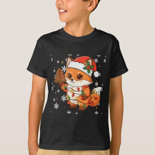 Cute Racoon Lights Tree Cake Funny Xmas Merry Chri T-shirt (Voorkant)