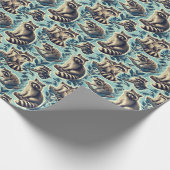 Cute Racoon Pattern Cadeaupapier (Hoek)