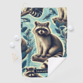 Cute Racoon Pattern Golfhanddoek (Insitu)