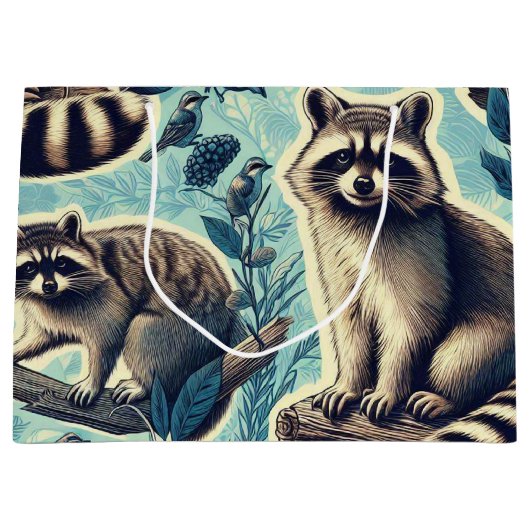 Cute Racoon Pattern Groot Cadeauzakje (Voorkant)