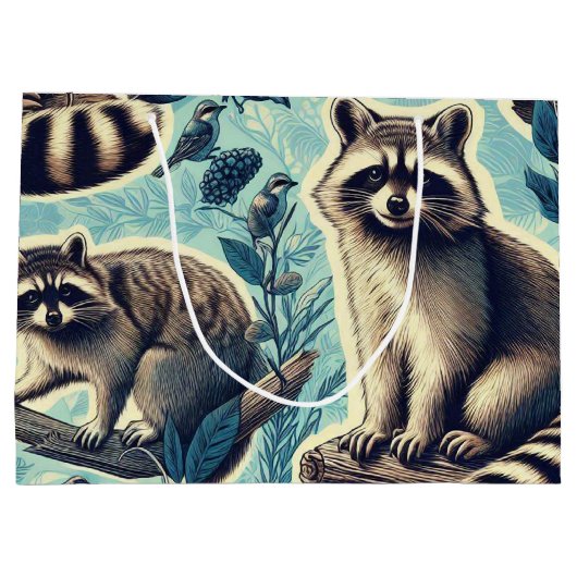 Cute Racoon Pattern Groot Cadeauzakje (Achterkant)