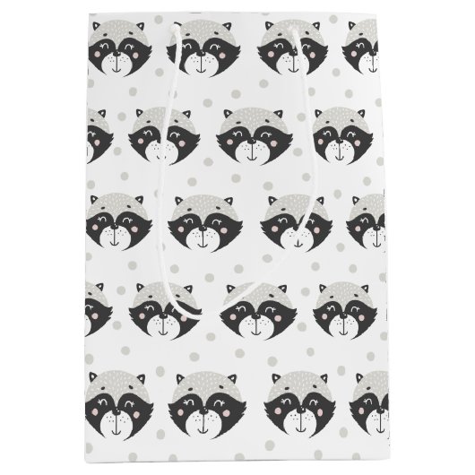 Cute Racoon Pattern Medium Cadeauzakje (Voorkant)