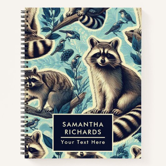 Cute Racoon Pattern Notitieboek (Voorkant)