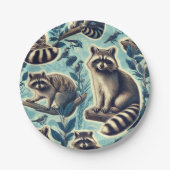 Cute Racoon Pattern Papieren Bordje (Voorkant)
