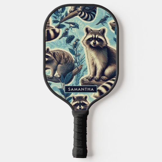 Cute Racoon Pattern Pickleball Paddle (Achterkant)