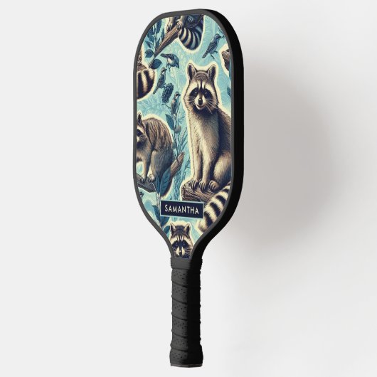 Cute Racoon Pattern Pickleball Paddle (Links)