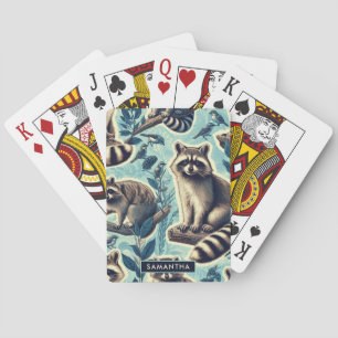Cute Racoon Pattern Pokerkaarten